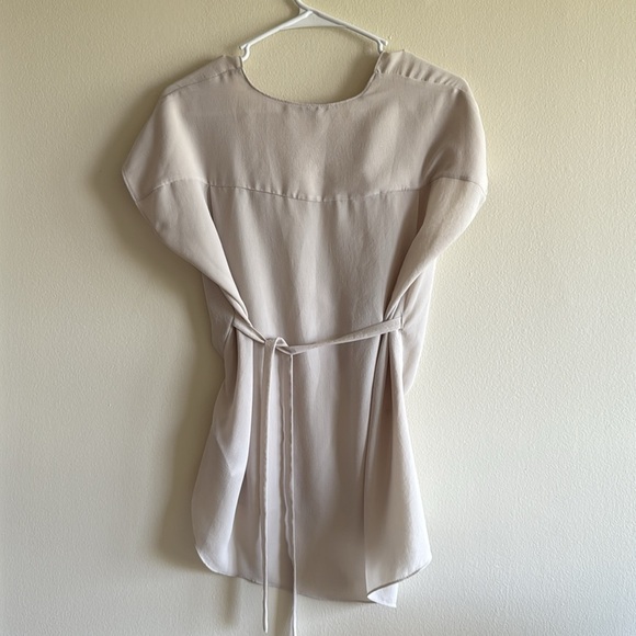 All Saints Mia Crepe V Neck Wrap Blouse Cream/Tan - Picture 3 of 8